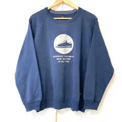 (^w^)b adidas アディダス クルーネック 裏起毛 長袖 トレーナー プルオーバー シューズプリント スポーティ カジュアル 爽やか ストリート お洒落 ネイビー メンズ サイズ L