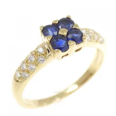 K18YG フラワー サファイヤ リング 0.44CT