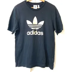 (^w^)b adidas アディダス オリジナルス クルーネック 半袖 Tシャツ コットン100% TEE ビッグロゴプリント スポーティ ストリート カジュアル 爽やか ブラック 黒 メンズ サイズ L