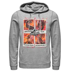 アニメキャラクター メンズ アウター パーカー・スウェット Licensed Character Mens Jurassic World Two Dino Vacation Polaroids Hoodie Athletic Heather ヘザー