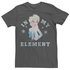ディズニー レディース トップス Tシャツ グラフィック Disneys Frozen Juniors Elsa In My Element Snowflakes Boyfriend Graphic Tee Charcoal チャコール