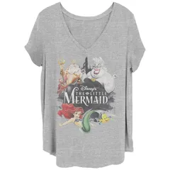 ディズニー レディース トップス Tシャツ プラスサイズ グラフィック Disneys The Little Mermaid Juniors Plusize Movie Poster Graphic Tee Heather Gray グレー