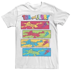 アニメキャラクター メンズ トップス Tシャツ Licensed Character Mens Tom And Jerry MultiColor Chase Scene Panels Tee White ホワイト