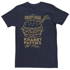 アニメキャラクター メンズ トップス Tシャツ パンツ Licensed Character MenspongeBob SquarePants Krusty Krabby Patties Ad Tee Navy ネイビー