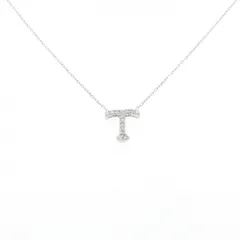 K18WG イニシャルT ダイヤモンド ネックレス 0.14CT