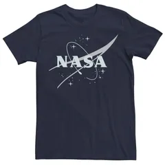 アニメキャラクター メンズ トップス Tシャツ ロゴ グラフィック Licensed Character Mens NASA Simple Streaks And Stars Logo Graphic Tee Navy ネイビー