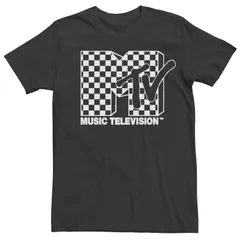 アニメキャラクター メンズ トップス Tシャツ ロゴ Licensed Character Mens MTV Checkered Logo Tee Black ブラック
