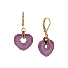 1928 レディース アクセサリー ピアス・イヤリング 1928 Gold Tone Glass Heart Drop Leverback Earrings Purple パープル