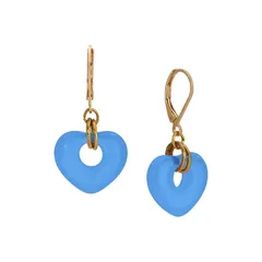 1928 レディース アクセサリー ピアス・イヤリング 1928 Gold Tone Glass Heart Drop Leverback Earrings Light Blue ブルー