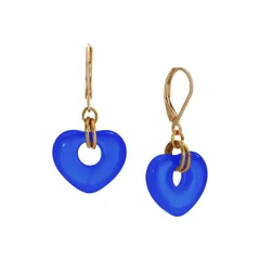 1928 レディース アクセサリー ピアス・イヤリング 1928 Gold Tone Glass Heart Drop Leverback Earrings Blue ブルー