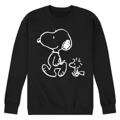 アニメキャラクター メンズ トップス Tシャツ スウェット フリース Licensed Character Mens Peanutsnoopy Woodstock Fleece Sweatshirt Black ブラック