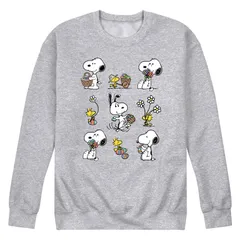 アニメキャラクター メンズ トップス Tシャツ スウェット フリース Licensed Character Mens Peanutsnoopy Woodstock Spring Fleece Sweatshirt Heather Gray グレー