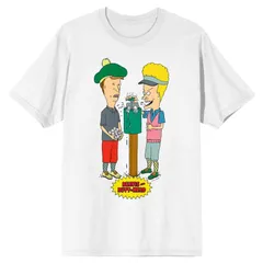 アニメキャラクター メンズ トップス Tシャツ グラフィック Licensed Character Mens Beavis Butthead Charactershort Sleeve Graphic Tee White ホワイト