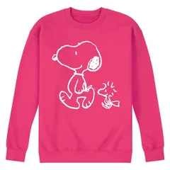 アニメキャラクター メンズ トップス Tシャツ スウェット フリース Licensed Character Mens Peanutsnoopy Woodstock Fleece Sweatshirt Magenta マゼンタ