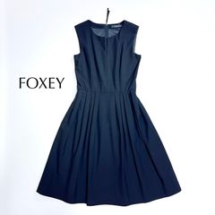 美品 フォクシー 38 ドッキング ストレッチ ワンピース フレア 黒