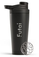 【食洗機対応】Futai プロテインシェイカー Pro 750ml(メモリ600ml) ステンレス 真空断熱スポーツボトル 保冷 水筒 [ブラック Pro 750ml]