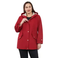 ロンドンフォグ レディース アウター ジャケット・ブルゾン プラスサイズ ウール コート Plusize London Fog SherpaLined Hood WoolBlend Coat Redのサムネイル