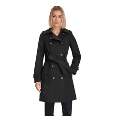 ロンドンフォグ レディース アウター ジャケット・ブルゾン コート Womens London Fog Double Breasted Trench Coat Black ブラックのサムネイル