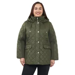 ロンドンフォグ レディース アウター ジャケット・ブルゾン プラスサイズ キルティング Plusize London Fog Quilted Jacket Olive オリーブのサムネイル