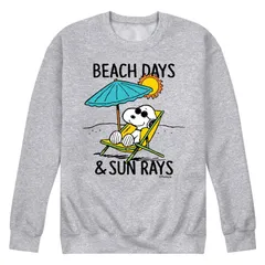 アニメキャラクター メンズ トップス Tシャツ スウェット グラフィック Licensed Character Mens Peanutsnoopy Beach Days Sun Rays Graphic Sweatshirt Gray グレー