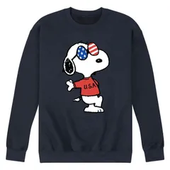 アニメキャラクター メンズ トップス Tシャツ スウェット グラフィック Licensed Character Mens Peanutsnoopy Americana Graphic Sweatshirt Navy ネイビー