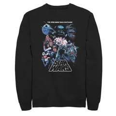 アニメキャラクター メンズ トップス Tシャツ スウェットール Licensed Character Big Tall Star Wars The Saga Continues Group Shot Sweatshirt Black ブラック