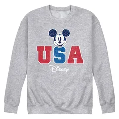 ディズニー メンズ トップス Tシャツ スウェット フリース Disneys Mickey Mouse Mens USA Fleece Sweatshirt Gray グレー