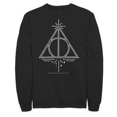 애니메이션 캐릭터 맨즈 탑스 T셔츠 스웨터 Licensed Character Big Tall Harry Potter Deathly Hallowsymboline Art Sweatshirt Black 블랙