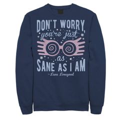 애니메이션 캐릭터 남성 탑스 티셔츠 양털 Licensed Character Mens Harry Potter Luna Youre Just Asane As I Am Quote Fleece Navy 네이비