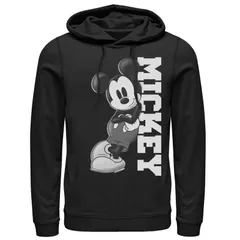 ディズニー メンズ トップス Tシャツ パーカー Disneys Mickey Mouse Mens Leaning oname Hoodie Black ブラック
