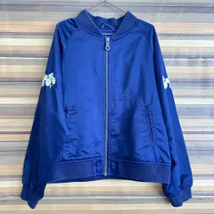 【訳あり商品】GU　ジーユー　ジャンパー　キッズ　【150】　女の子　ネイビー系　花刺繍のサムネイル