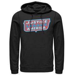 애니메이션 캐릭터 맨즈 탑스 T셔츠 로고 파커 Licensed Character Mens DComics Justice League Of America Text Poster Logo Hoodie Black 블랙