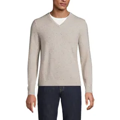 ランズエンド メンズ アウター ニット・セーター Vネック Mens Lands End FineGauge Cashmere Vneck Sweater Solstice Donegal