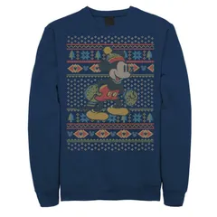 ディズニー メンズ トップス Tシャツ スウェット セーター Disneys Mickey Mouse Christmasweater Style Mensweatshirt Navy ネイビー