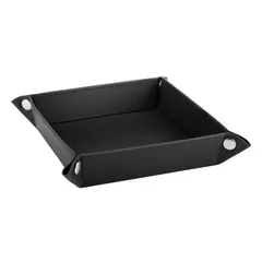 【数量限定】【大人気】小物入れ 小物収納 ボタントレー 時計・鍵・小銭・アクセサリー収納 折り畳み式 Sサイズ PUレザー製 Luxspire BLACK - 小物トレー