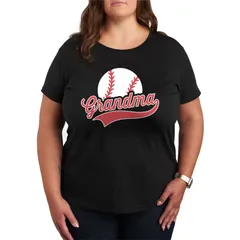 アニメキャラクター レディース トップス Tシャツ プラスサイズ グラフィック Licensed Character Plusize Baseball Grandma Graphic Tee Black ブラック