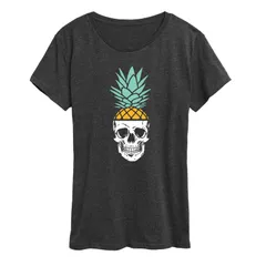 アニメキャラクター レディース トップス Tシャツ グラフィック Licensed Character Womens Pineapple Skull Graphic Tee Heather Charcoal チャコール