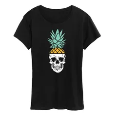 アニメキャラクター レディース トップス Tシャツ グラフィック Licensed Character Womens Pineapple Skull Graphic Tee Black ブラック