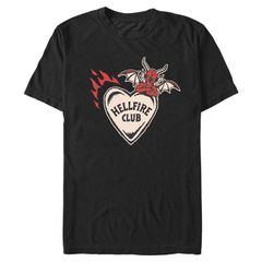 애니메이션 캐릭터 맨즈 탑스 T셔츠 그래픽 Licensed Character Menstranger Things Hellfire Valentines Club Graphic Tee Black 블랙