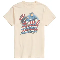 アニメキャラクター メンズ トップス Tシャツ キャップ グラフィック Licensed Character Mens Marvel Captain America Retro Graphic Tee Cream クリーム