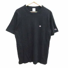 チャンピオン CHAMPION Tシャツ カットソー クルーネック ロゴ刺しゅう 半袖 XL 黒 ブラック /YK
