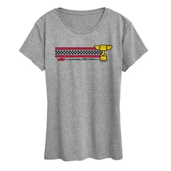 アニメキャラクター レディース トップス Tシャツ グラフィック Licensed Character Womens Disney Pixars Cars Lightning McQueen Race Stripe Graphic Tee Heather Gr