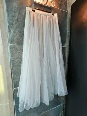 (日本製品) アイボリー ロング 3重 チュール スカート