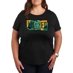 アニメキャラクター レディース トップス Tシャツ プラスサイズ ロゴ グラフィック Licensed Character Plusize Wicked For Good Logo Ripped Propaganda Posters Graphic Tee B