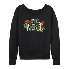 アニメキャラクター レディース トップス Tシャツ パイル Licensed Character Womens Wicked For Good Elphaba I Feel Wicked French Terry Long Sleeve Tee Black ブ