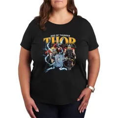 マーベル レディース トップス Tシャツ プラスサイズ グラフィック Plusize Marvel Thor God Of Thunder Graphic Tee Black ブラック