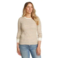 エディー バウアー レディース トップス Tシャツ Womens Eddie Bauer Long Sleeve Thermal Crew Top Camel Stripe キャメル