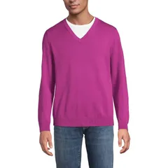 ランズエンド メンズ アウター ニット・セーター Vネック トール コットン Big Tallands End Fine Gauge Cotton VNeck Sweateraspberry Sorbet