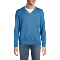 ランズエンド メンズ アウター ニット・セーター Vネック コットン Mens Lands End Fine Gauge Cotton VNeck Sweater Blue Hyacinth ブルー