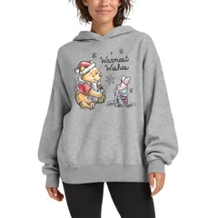 ディズニー レディース トップス Tシャツ スウェット フリース パーカー Womens Disneys Winnie The Pooh Warmest Wishes Oversized Fleece Hoodie Sweatshirt Athletic He